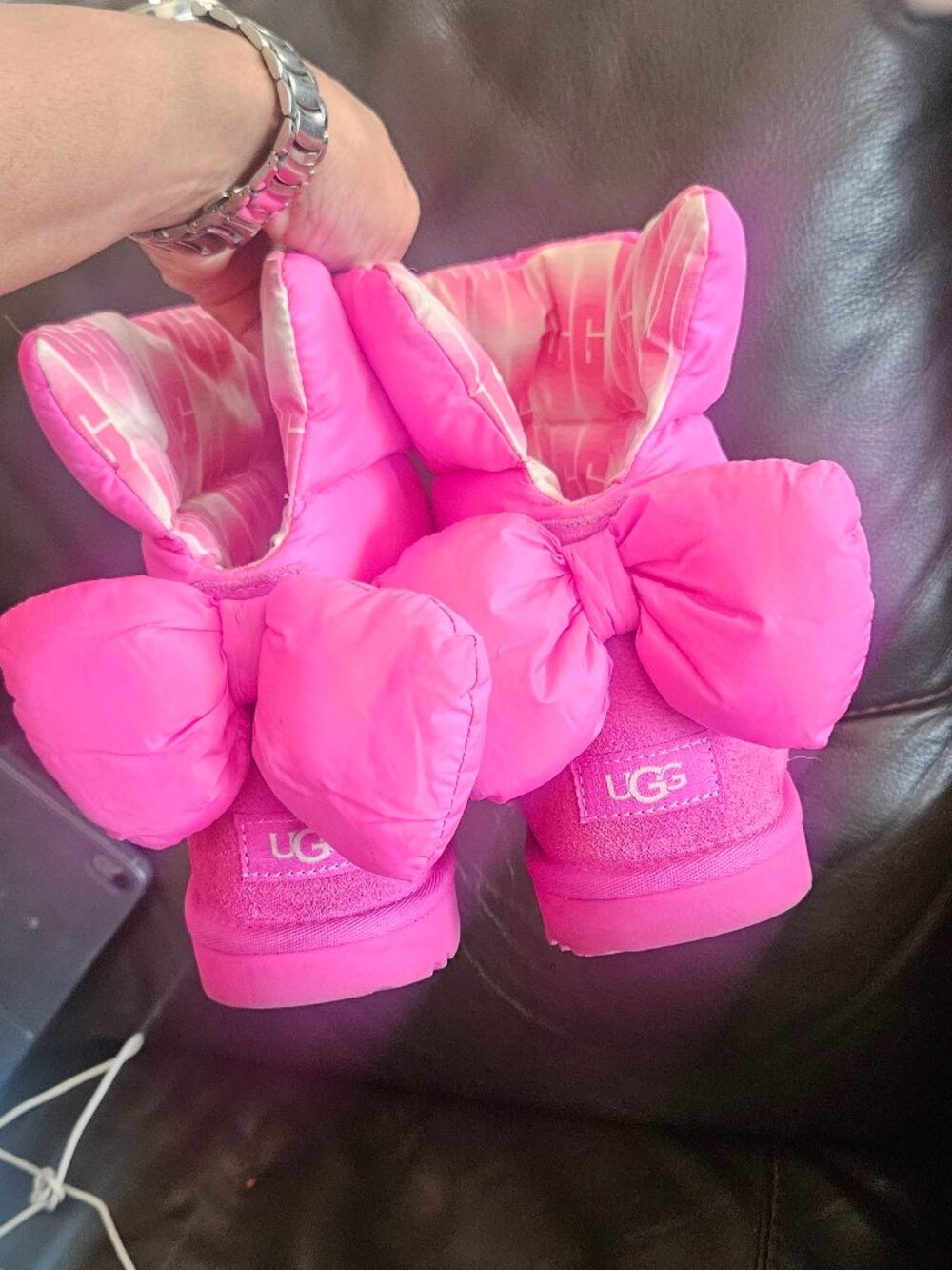 Kids Ugg Pink Winter Boots - Puffer Ankle Snow Shoes